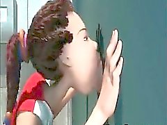 3D de niña de la escuela cuarto de baño cuarto diversión