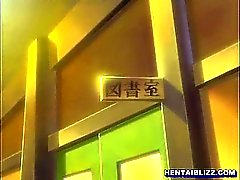 Lycéenne hentai encordés fort enfonçant dans la Salle des médias Bibliothèque