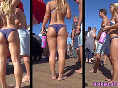 Beach voyeur teen, beach cabin, candid teen bikini