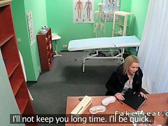 Doctor fucks blonde sales woman in an office