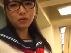 Mizuki Akai sexy teen in school uniform mmf hardcore