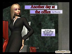 3D- komisch Office Mädchen mit dem bigboobs