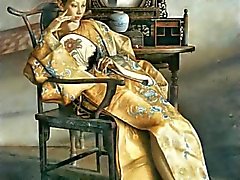 Mulheres chinesas e O Espelho - Pinturas de Lu Jianjun