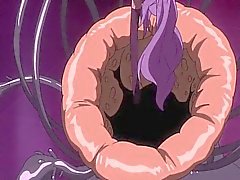Hentai babe gets caught and fucked by monsters tentacles
