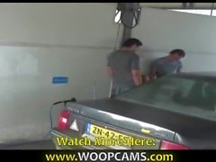 Extreme blonde public fucking at car wash