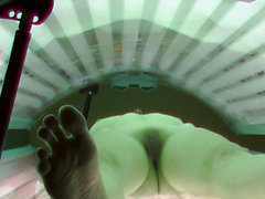 Slow Pussy Masturbation in Solarium Tube