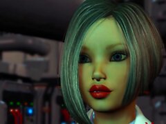 Menina de algema sexy é fodida por travestis cyborg no laboratório de ficção científica