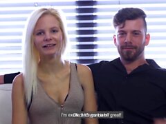 Slim Canadian newbie Katy gets cum covered in audition fuck