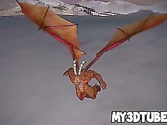 3D redhead gets fucked hard by a horned dragon