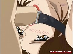 Hentai tied up in every end with muzzle mouth and pussy fucked