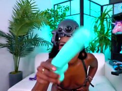 Camsoda Ebony babe cosplaying and toying