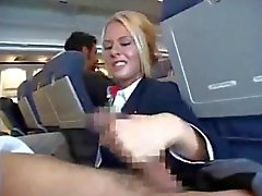 Stewardess Handjob and Blowjob
