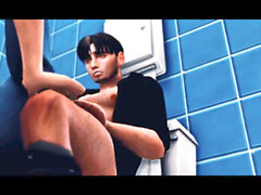 3d animado anime cuarto de baño dibujos animados 