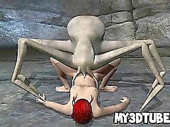 Rouquine Babe 3D gets fucked d'une araignées extraterrestre