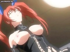 Hentai in latex pleasuring hard dick