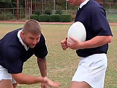 Footballers fuck in lockerroom before bukkake