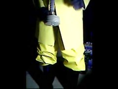 More wanking in yellow rubber from a few years back.