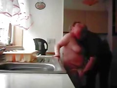 Grandma and grandpa fucking in the kitchen