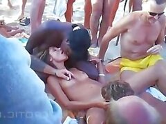 Public beach group fucking - Sunporno