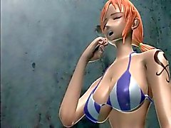 Slutty anime redhead blowing a large phallus