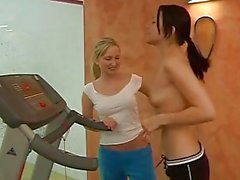 Teen lesbians working out