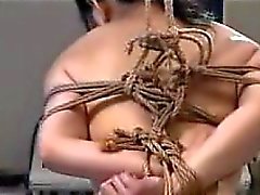 Japanese hottie with nice ass and tits is tied up and cover