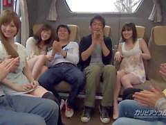 Creampie orgy bus, japanese group, orgasm group