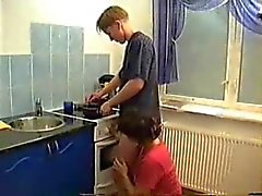 Mama fucks BF in Geschirr