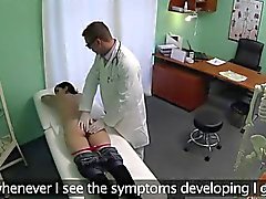 Dark haired babe fucked by doctor in fake hospital