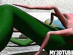 Fille alien en 3D à chaud baisée dur par une araignée