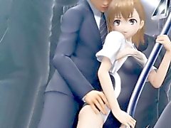 Em 3D imagens de anime Cutie do colocou paus de guarda-chuva dentro sua bunda e buceta