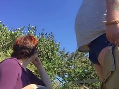 Fat Man Daddy x Greedy Girlfriend Slut - Public Blowjob