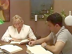 Mature Italian teacher with student