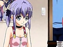 Anime flicka bär utan ett förkläde som förför snygg kille