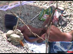 Old couple fucking on public beach