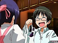 Seni grandi waitress di hentai ottiene la sua figa leccato