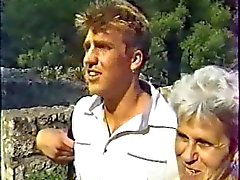 german granny with grey hair fucked outdoor by a men part 1