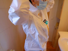 Guante handjob enfermera, guantes covid paja