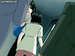 Anime lesbians brunette licking and vibrating their snatches