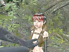 3D babe getting fucked by a monster in the woods